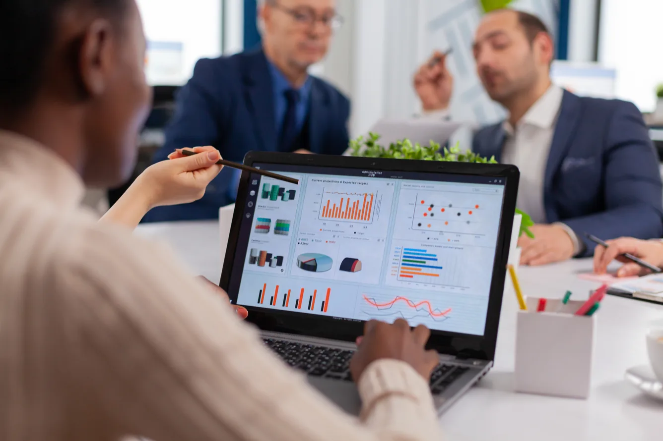 Marketing automation and CRM dashboard reviewed on a tablet device
